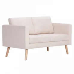 Divano A 2 Posti In Tessuto Crema -Garden Home divano a 2 posti in tessuto crema 1