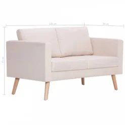 Divano A 2 Posti In Tessuto Crema -Garden Home divano a 2 posti in tessuto crema 7