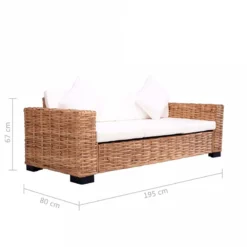 Divano A 3 Posti In Rattan Naturale -Garden Home divano a 3 posti in rattan naturale 4