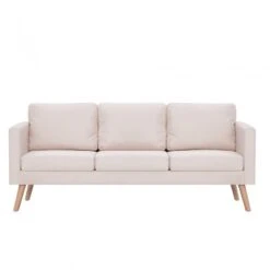 Divano A 3 Posti In Tessuto Crema -Garden Home divano a 3 posti in tessuto crema 2