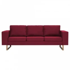 Divano A 3 Posti In Tessuto Rosso Vino -Garden Home divano a 3 posti in tessuto rosso vino 2