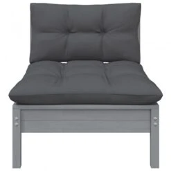 Divano Centrale Da Giardino E Cuscini Antracite Massello Pino -Garden Home divano centrale da giardino e cuscini antracite massello pino 1