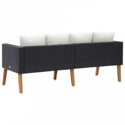 Divano Da Giardino A 2 Posti Con Cuscini In Polyrattan Nero 11 Divano Da Giardino A 2 Posti Con Cuscini In Polyrattan Nero -Garden Home divano da giardino a 2 posti con cuscini in polyrattan nero 3