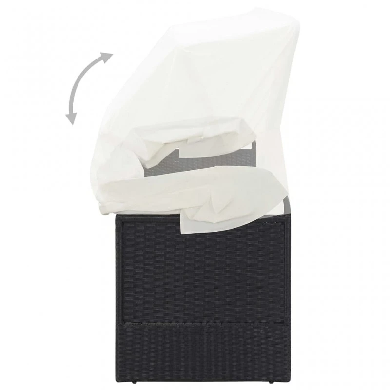 Divano Da Giardino Con Tettoia In Polyrattan Nero 6 Divano Da Giardino Con Tettoia In Polyrattan Nero - immagine 6