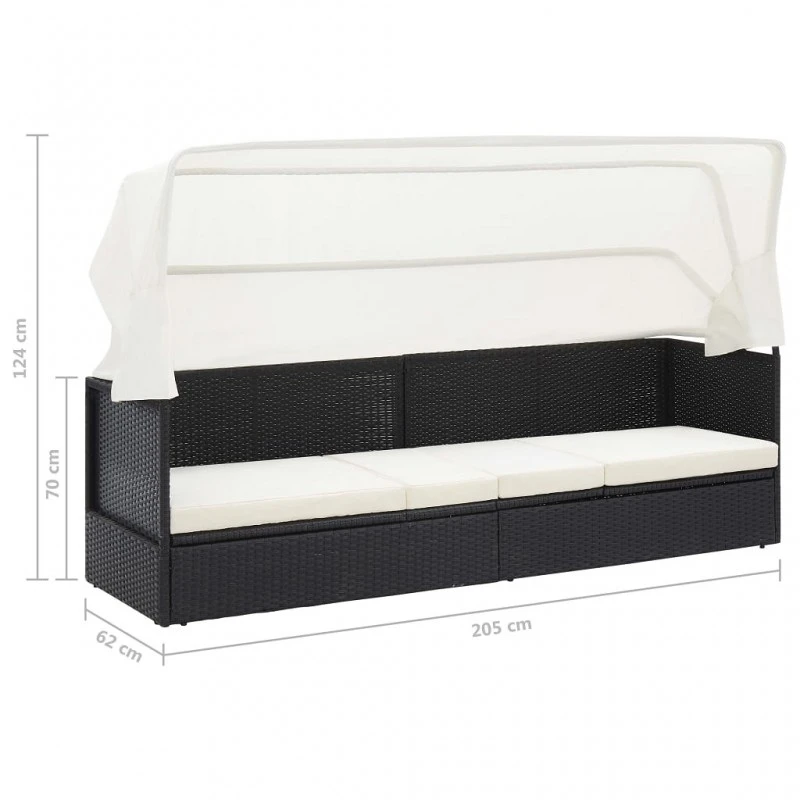 Divano Da Giardino Con Tettoia In Polyrattan Nero 8 Divano Da Giardino Con Tettoia In Polyrattan Nero - immagine 8