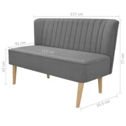 Divano In Stoffa 117x55,5x77 Cm Grigio Chiaro -Garden Home divano in stoffa 117x555x77 cm grigio chiaro 3