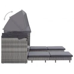 Divano Letto A 3 Posti Estendibile Con Tetto Polyrattan Grigio 12 Divano Letto A 3 Posti Estendibile Con Tetto Polyrattan Grigio -Garden Home divano letto a 3 posti estendibile con tetto polyrattan grigio 4