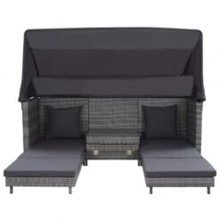 Divano Letto A 3 Posti Estendibile Con Tetto Polyrattan Grigio 14 Divano Letto A 3 Posti Estendibile Con Tetto Polyrattan Grigio -Garden Home divano letto a 3 posti estendibile con tetto polyrattan grigio 6
