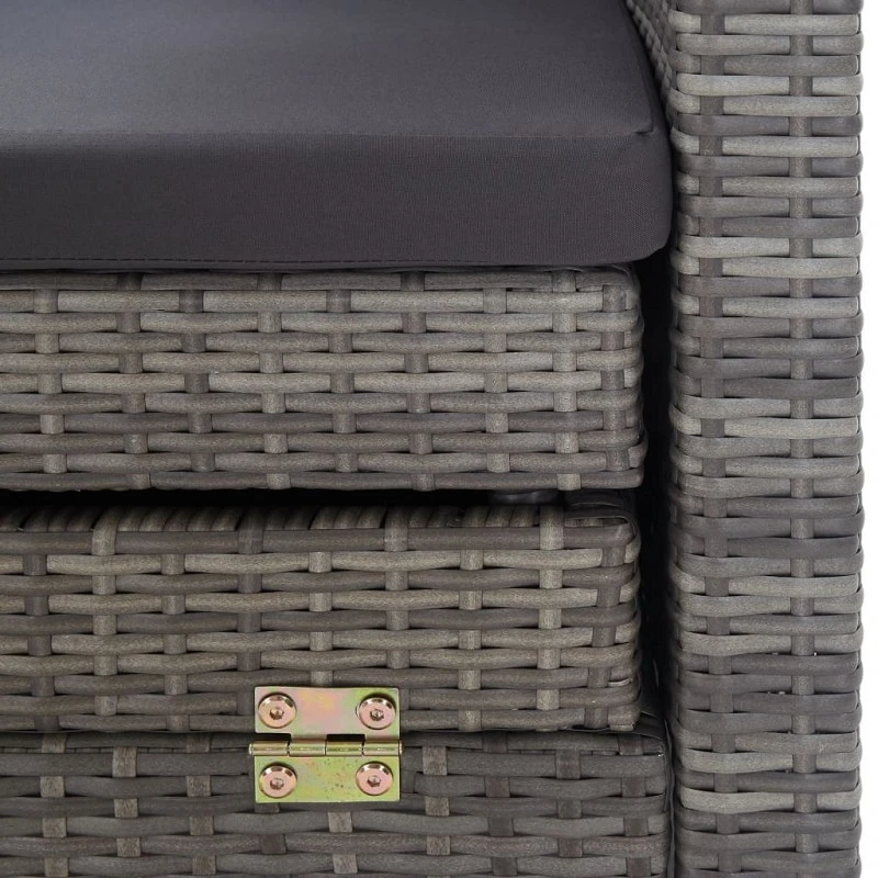 Divano Letto A 3 Posti Estendibile Con Tetto Polyrattan Grigio 8 Divano Letto A 3 Posti Estendibile Con Tetto Polyrattan Grigio - immagine 8