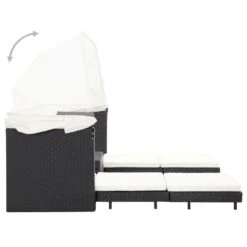 Divano Letto A 3 Posti Estendibile Con Tetto Polyrattan Nero -Garden Home divano letto a 3 posti estendibile con tetto polyrattan nero 6