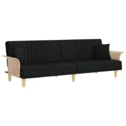 Divano Letto Con Braccioli Nero In Tessuto -Garden Home divano letto con braccioli nero in tessuto 1