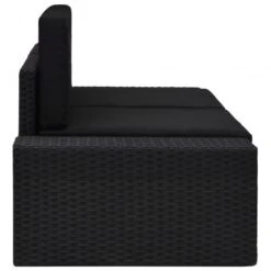 Divano Modulare A 2 Posti In Polyrattan Nero -Garden Home divano modulare a 2 posti in polyrattan nero 2