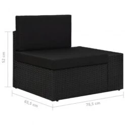 Divano Modulare A 2 Posti In Polyrattan Nero -Garden Home divano modulare a 2 posti in polyrattan nero 6