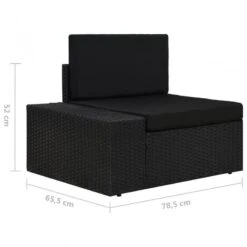 Divano Modulare A 2 Posti In Polyrattan Nero -Garden Home divano modulare a 2 posti in polyrattan nero 7