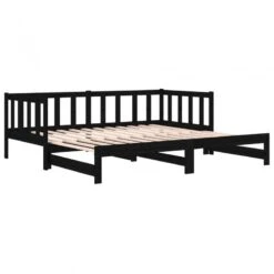 Dormeuse Estraibile Nera 2x(90x190) Cm Legno Massello Di Pino -Garden Home dormeuse estraibile nera 2x90x190 cm legno massello di pino 6