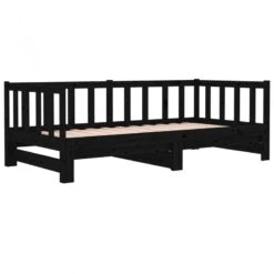 Dormeuse Estraibile Nera 2x(90x190) Cm Legno Massello Di Pino -Garden Home dormeuse estraibile nera 2x90x190 cm legno massello di pino 7