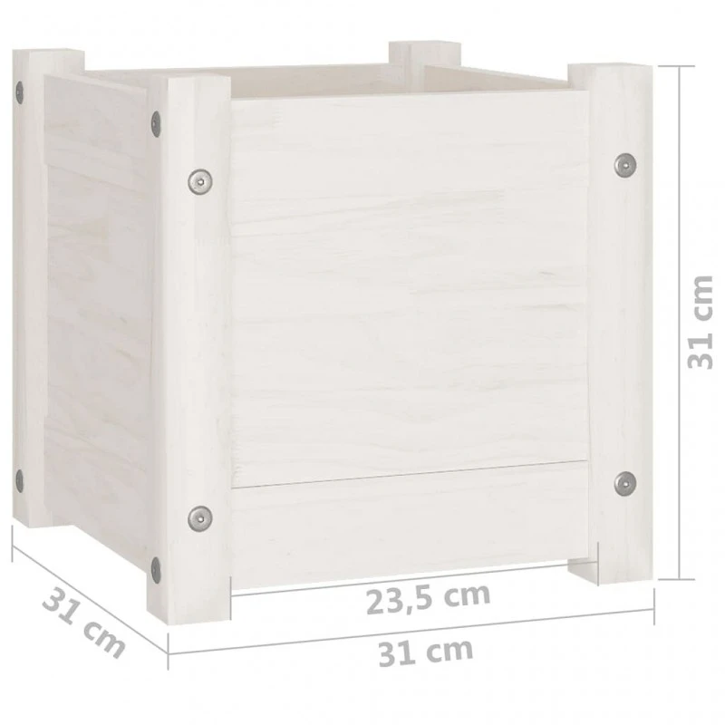 Fioriera Da Giardino Bianca 31x31x31 Cm Legno Massello Di Pino 8 Fioriera Da Giardino Bianca 31x31x31 Cm Legno Massello Di Pino - immagine 8