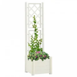 Fioriera Da Giardino Con Graticcio 43x43x142 Cm PP Bianco