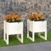 Fioriere 2 Pz Bianche 40x40x52,5 Cm In Legno Massello Di Pino -Garden Home fioriere 2 pz bianche 40x40x525 cm in legno massello di pino