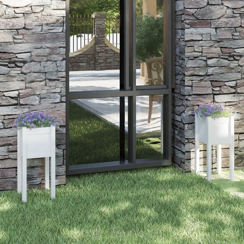 Fioriere Da Giardino 2 Pz Bianche 31x31x70 Cm In Legno Di Pino 1 Fioriere Da Giardino 2 Pz Bianche 31x31x70 Cm In Legno Di Pino