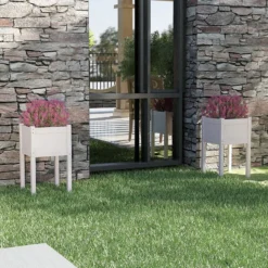 Fioriere Da Giardino 2 Pz Bianche 40x40x70 Cm In Legno Di Pino