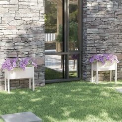 Fioriere Da Giardino 2 Pz Bianche 70x31x70 Cm In Legno Di Pino