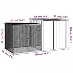 Gabbia Per Conigli Grigia 200x91x100 Cm Acciaio Zincato 9 Gabbia Per Conigli Grigia 200x91x100 Cm Acciaio Zincato -Garden Home gabbia per conigli grigia 200x91x100 cm acciaio zincato 4