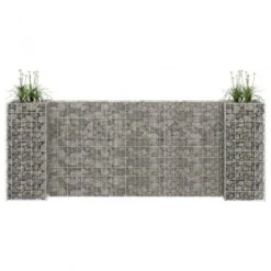 Gabbione Fioriera Ad "H" In Filo Di Acciaio 260x40x100 Cm