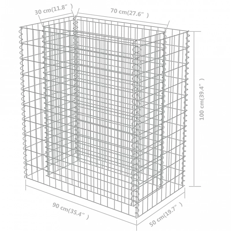 Gabbione Letto Rialzato In Acciaio Zincato 90x50x100 Cm 8 Gabbione Letto Rialzato In Acciaio Zincato 90x50x100 Cm - immagine 8