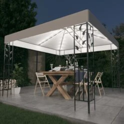 Gazebo Con Luci LED A Stringa 3x3 M Bianco