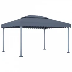 Gazebo Con Pareti E Luci LED 400x300 Cm Antracite In Alluminio -Garden Home gazebo con pareti e luci led 400x300 cm antracite in alluminio 2