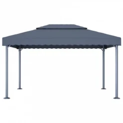 Gazebo Con Pareti E Luci LED 400x300 Cm Antracite In Alluminio -Garden Home gazebo con pareti e luci led 400x300 cm antracite in alluminio 4