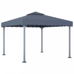 Gazebo Con Stringa Di Luci LED 300x300 Cm Antracite Alluminio -Garden Home gazebo con stringa di luci led 300x300 cm antracite alluminio 2