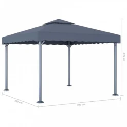Gazebo Con Stringa Di Luci LED 300x300 Cm Antracite Alluminio -Garden Home gazebo con stringa di luci led 300x300 cm antracite alluminio 7