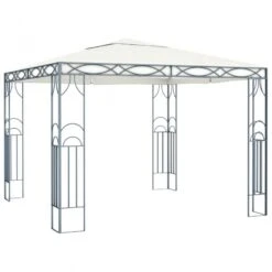 Gazebo Con Stringa Di Luci LED 300x300 Cm Crema -Garden Home gazebo con stringa di luci led 300x300 cm crema 2