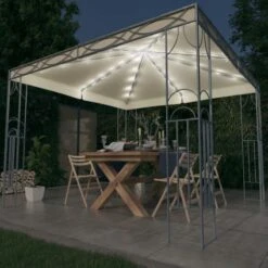 Gazebo Con Stringa Di Luci LED 300x300 Cm Crema