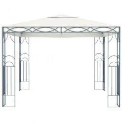 Gazebo Con Stringa Di Luci LED 300x300 Cm Crema -Garden Home gazebo con stringa di luci led 300x300 cm crema 3