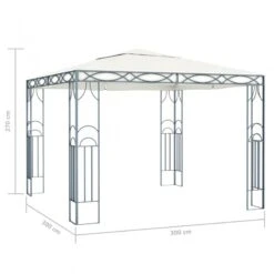 Gazebo Con Stringa Di Luci LED 300x300 Cm Crema -Garden Home gazebo con stringa di luci led 300x300 cm crema 7