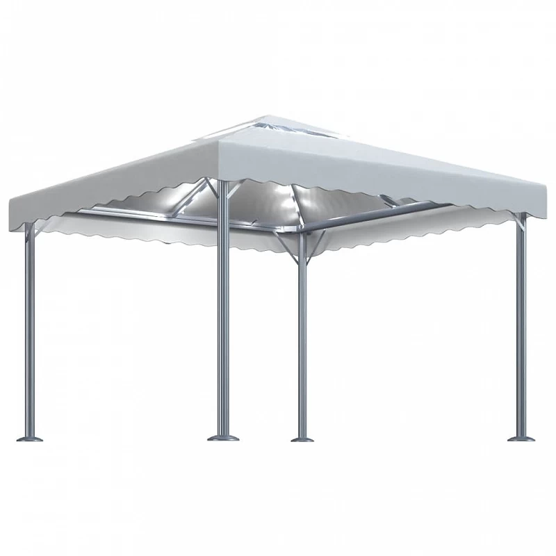 Gazebo Con Stringa Di Luci LED 300x300 Cm Crema In Alluminio 2 Gazebo Con Stringa Di Luci LED 300x300 Cm Crema In Alluminio - immagine 2