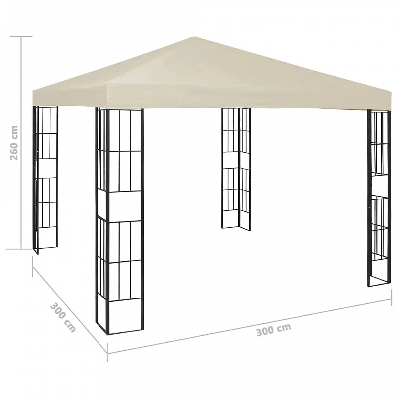 Gazebo Con Stringa Di Luci LED 3x3 M Crema 10 Gazebo Con Stringa Di Luci LED 3x3 M Crema - immagine 10