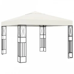 Gazebo Con Stringa Di Luci LED 3x3 M In Tessuto Crema -Garden Home gazebo con stringa di luci led 3x3 m in tessuto crema 2