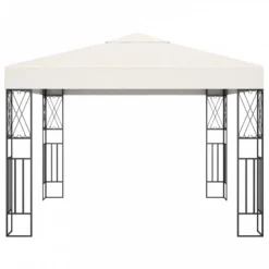 Gazebo Con Stringa Di Luci LED 3x3 M In Tessuto Crema -Garden Home gazebo con stringa di luci led 3x3 m in tessuto crema 3