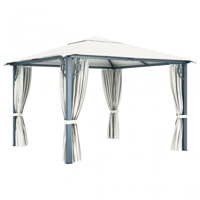 Gazebo Con Tenda 300 X 300 Cm Crema Alluminio 4 Gazebo Con Tenda 300 X 300 Cm Crema Alluminio - immagine 4