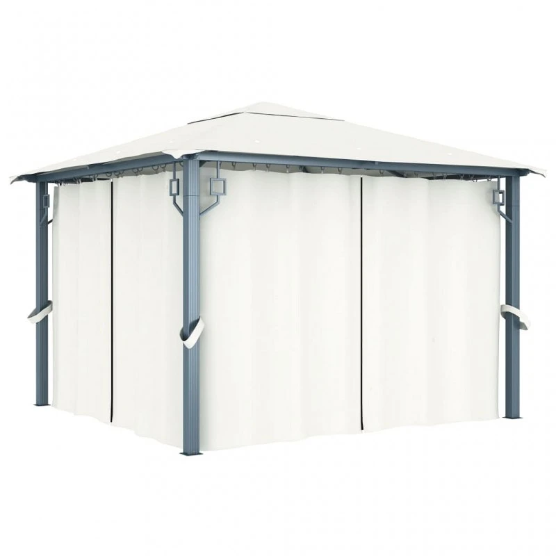 Gazebo Con Tenda 300 X 300 Cm Crema Alluminio 1 Gazebo Con Tenda 300 X 300 Cm Crema Alluminio