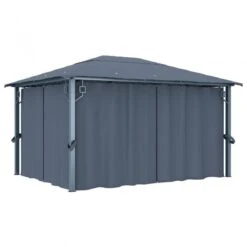 Gazebo Con Tenda 400 X 300 Cm Antracite Alluminio