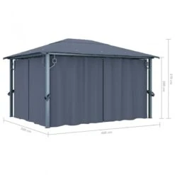 Gazebo Con Tenda 400 X 300 Cm Antracite Alluminio -Garden Home gazebo con tenda 400 x 300 cm antracite alluminio 8