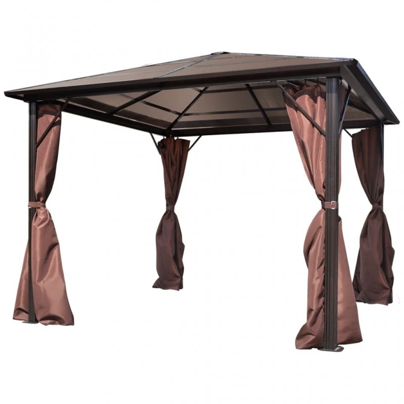Gazebo Con Tenda Marrone In Alluminio 300 X 300 Cm 2 Gazebo Con Tenda Marrone In Alluminio 300 X 300 Cm - immagine 2