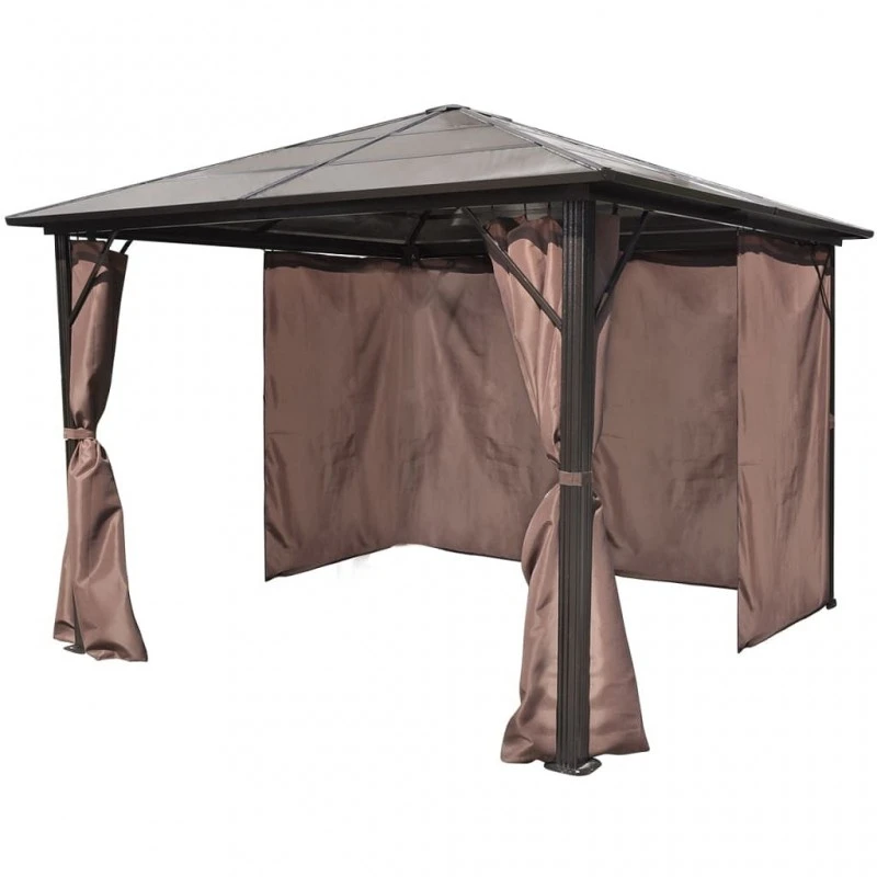 Gazebo Con Tenda Marrone In Alluminio 300 X 300 Cm 3 Gazebo Con Tenda Marrone In Alluminio 300 X 300 Cm - immagine 3