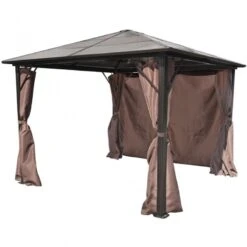 Gazebo Con Tenda Marrone In Alluminio 300 X 300 Cm 9 Gazebo Con Tenda Marrone In Alluminio 300 X 300 Cm -Garden Home gazebo con tenda marrone in alluminio 300 x 300 cm 3