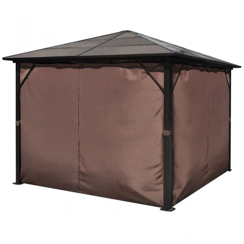 Gazebo Con Tenda Marrone In Alluminio 300 X 300 Cm 5 Gazebo Con Tenda Marrone In Alluminio 300 X 300 Cm - immagine 5